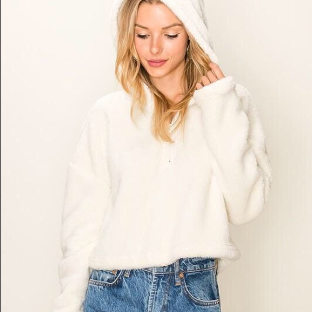 Fuzzy Sherpa Fleece Hoodie Zip - Picture 3 of 8